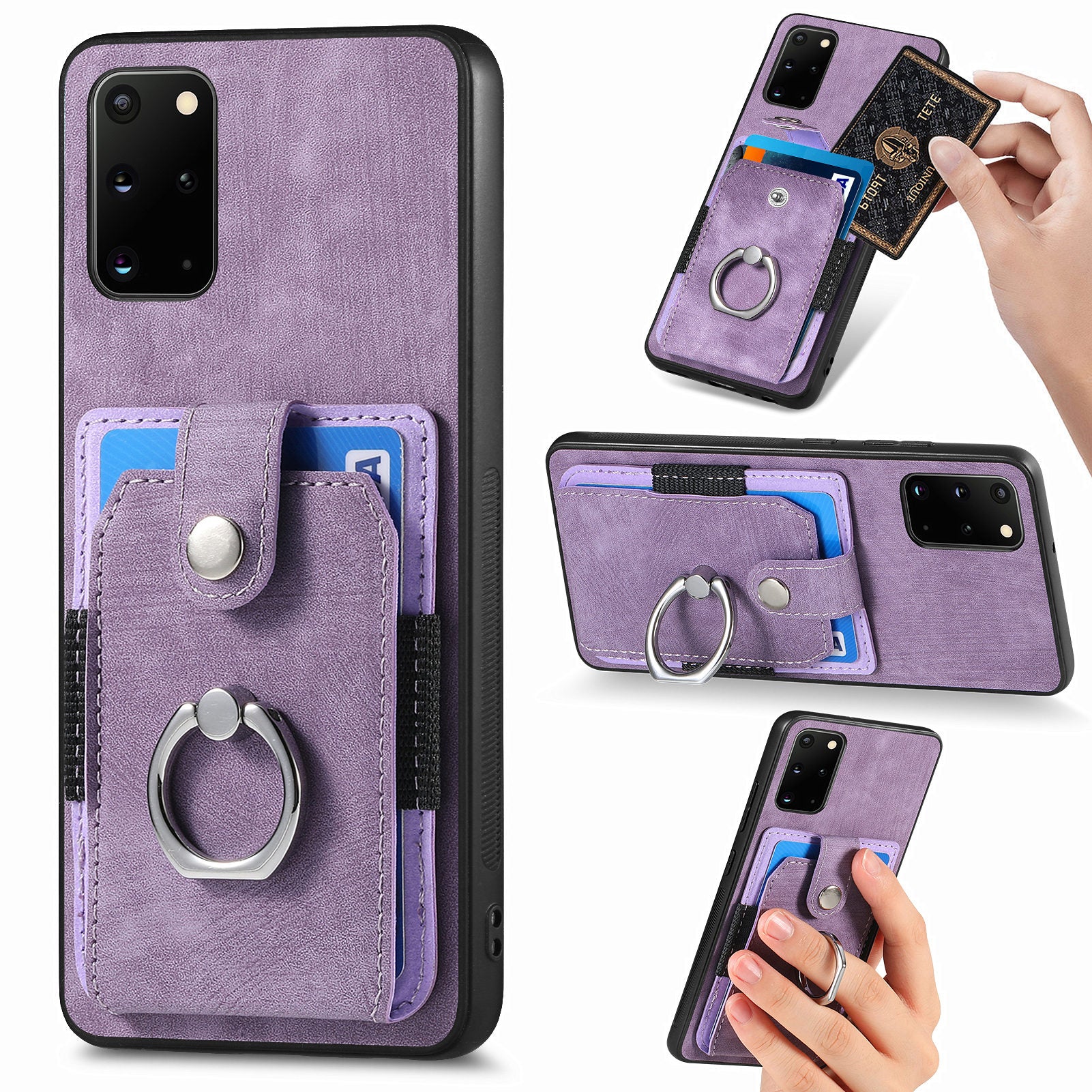 Phone Case for Samsung Galaxy S20 Plus 4G / 5G Kickstand Ring Holder PU Leather PC TPU Cover with Card Slot Phone Case for Samsung Galaxy S20 Plus 4G / 5G Kickstand Ring Holder PU Leather PC TPU Cover with Card Slot